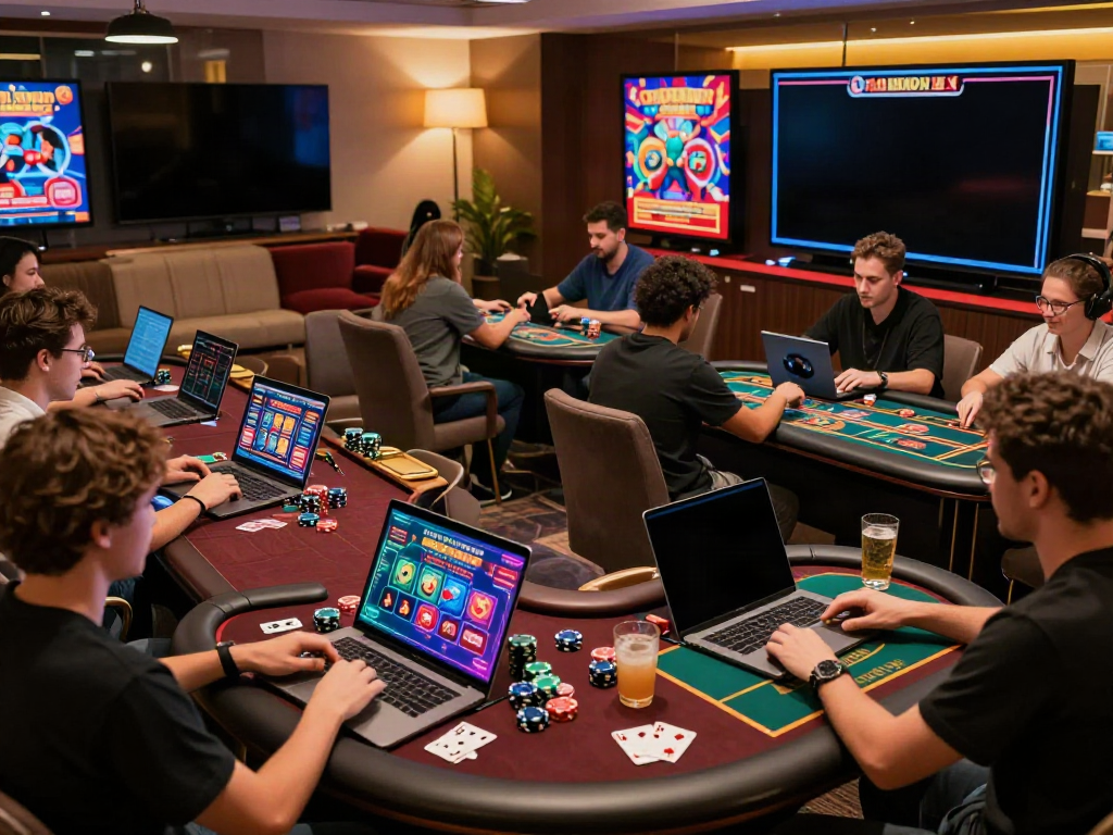 Players engaging with various games at uk casinos not on gamstop in a stylish lounge.