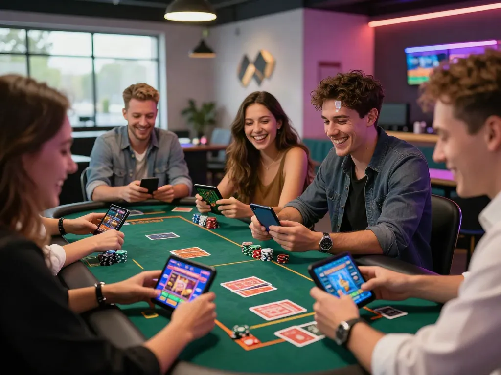 Group enjoying games at non-GamStop casinos UK, showcasing excitement and diversity.