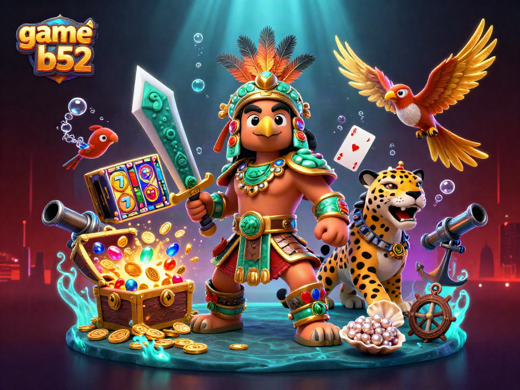 Engage in game bài b52 with vibrant 3D warriors, slots, and scenic underwater treasures.
