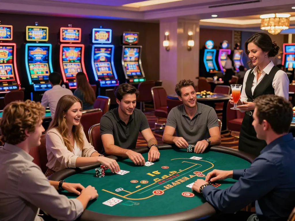 Players at UK casinos not on GamStop enjoying games in a lively setting.