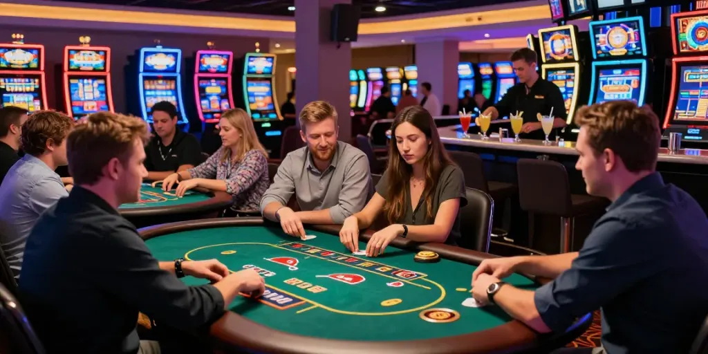 Exciting atmosphere of uk casinos not on gamstop featuring diverse players at gaming tables