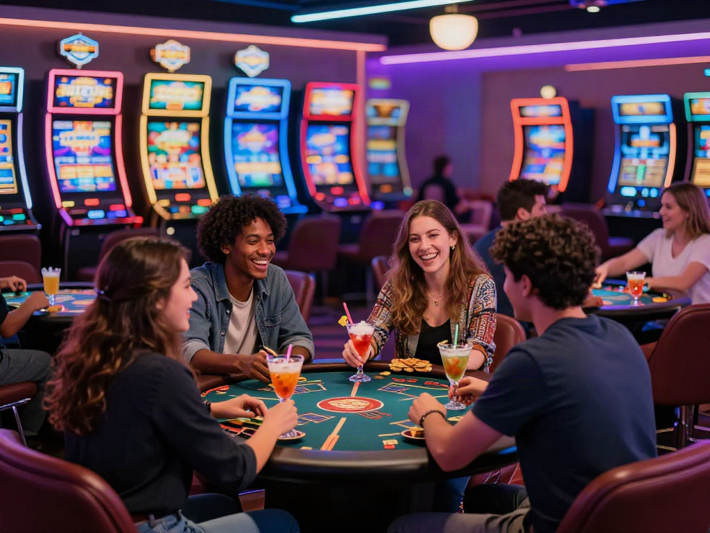 Engaging scene of players at vibrant uk casinos not on gamstop enjoying gaming experience.