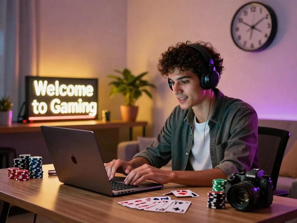 Engaged player exploring uk casinos not on gamstop at modern home setup.