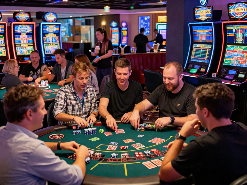 Exciting gaming atmosphere in UK casinos not on GamStop with diverse players enjoying table games.
