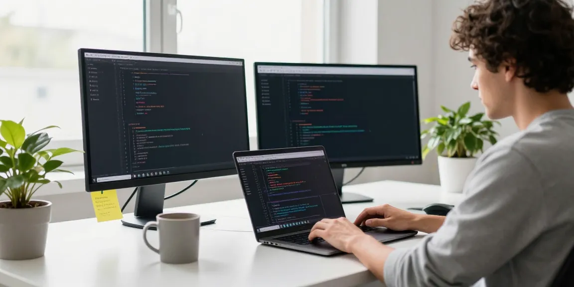 Developer optimizing website instant indexing in a modern tech workspace