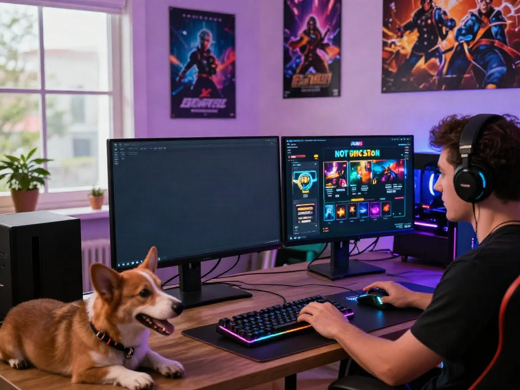 Engaging gaming atmosphere with player at computer featuring UK casinos not on GamStop.