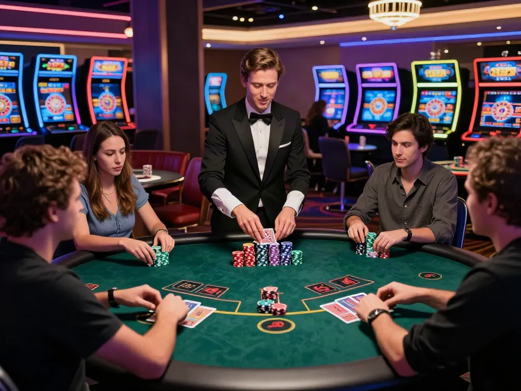 Engaging view of uk casinos not on gamstop featuring players at a vibrant gaming table.