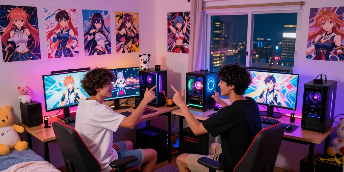 Engaging scene from a hentai game featuring characters in an anime-inspired bedroom.