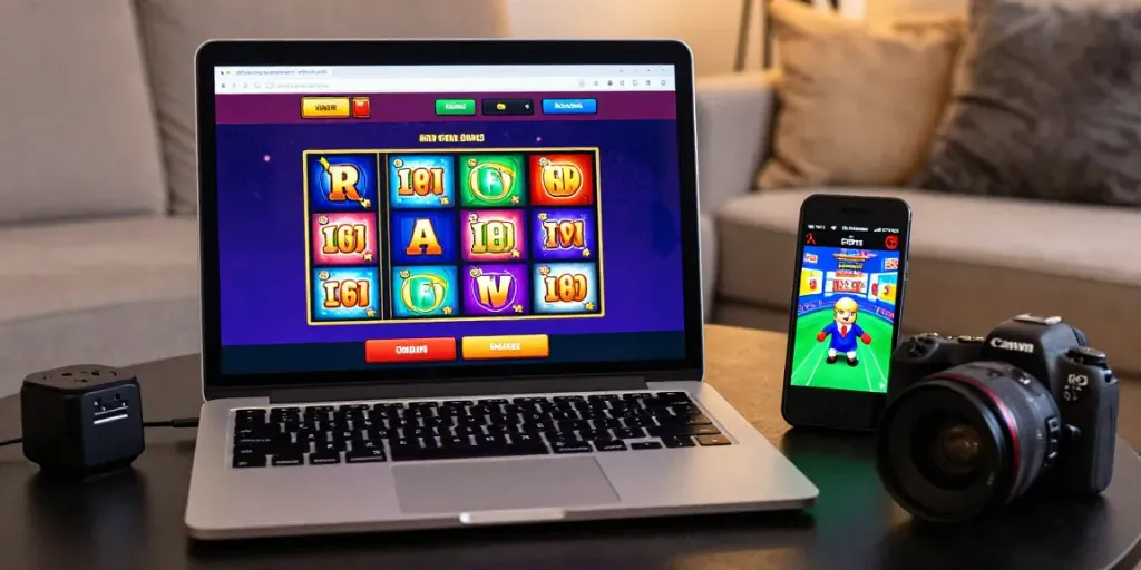 Engaging online casino gaming setup showcasing popular games and devices for players looking for uk casinos not on gamstop.