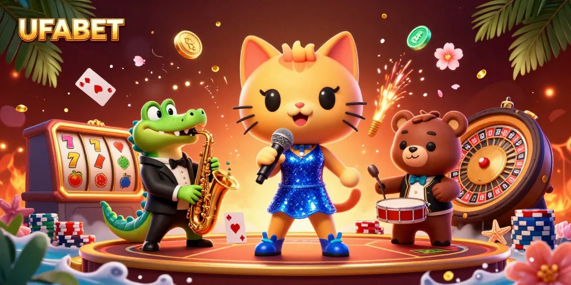 Experience UFABET excitement with engaging characters and vibrant casino elements in a lively online gambling scene.