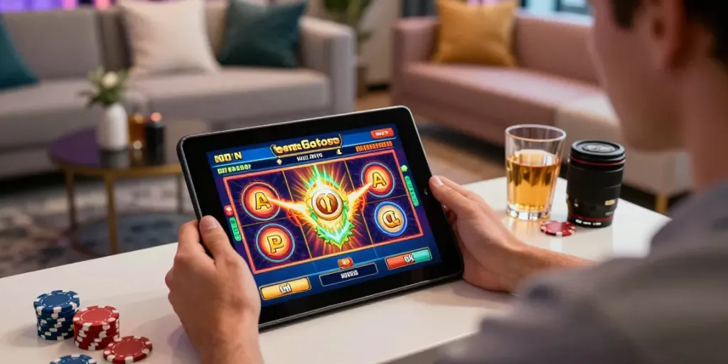 Exciting gameplay at uk casinos not on gamstop in a modern lounge with stylish decor.