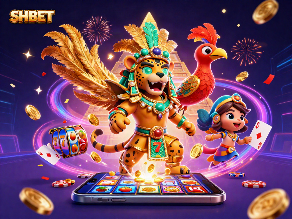 Spin vibrant wins at SHBET with Mayan priest and rich slot game graphics.
