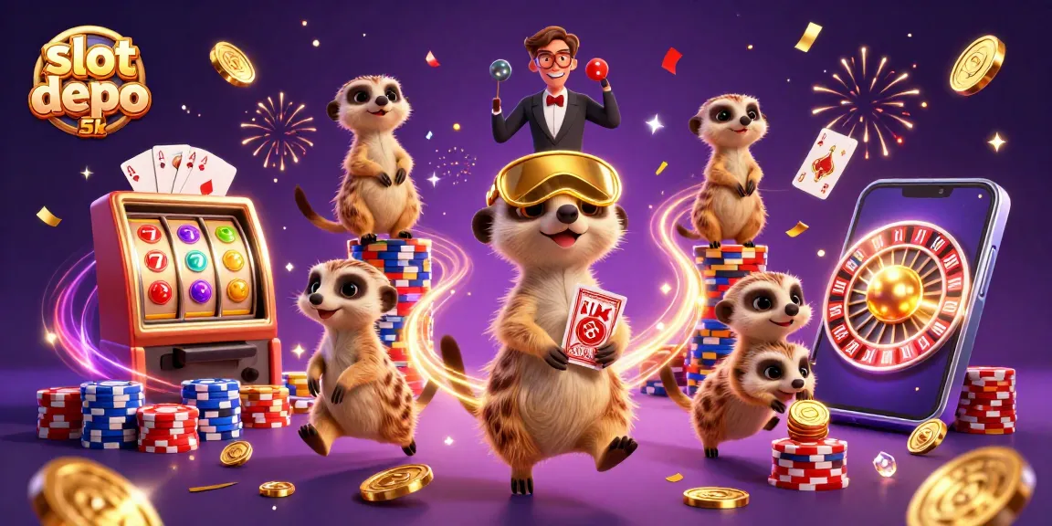 Experience the thrill of slot depo 5k with vibrant casino meerkats and playful scenes.